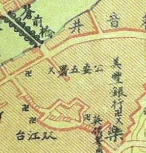 1928年的历史地图，清晰可见“公安五署”位于仓观顶巷（来源：福建省图书馆）