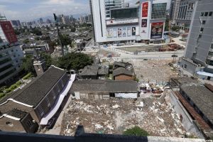 2013年7月17日所摄花巷堂区域俯瞰，其时花巷3号原花巷幼儿园已经拆除（提供：习习）