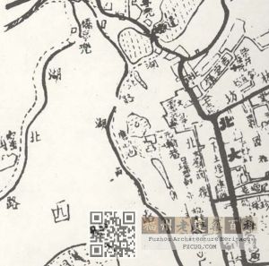 1945年福州市区详图中的磨心池与环碧轩