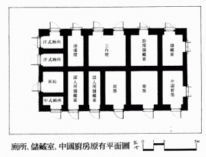 厕所、储藏室、中国厨房原有平面图（台湾“文化部”文化资产局）