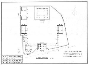 华林寺建筑总平面图 文化部文物保护科学技术研究所 李竹君 总设计 设计人员 杨秉纶 杨振武 钟同 绘图 钟同 1990年5月